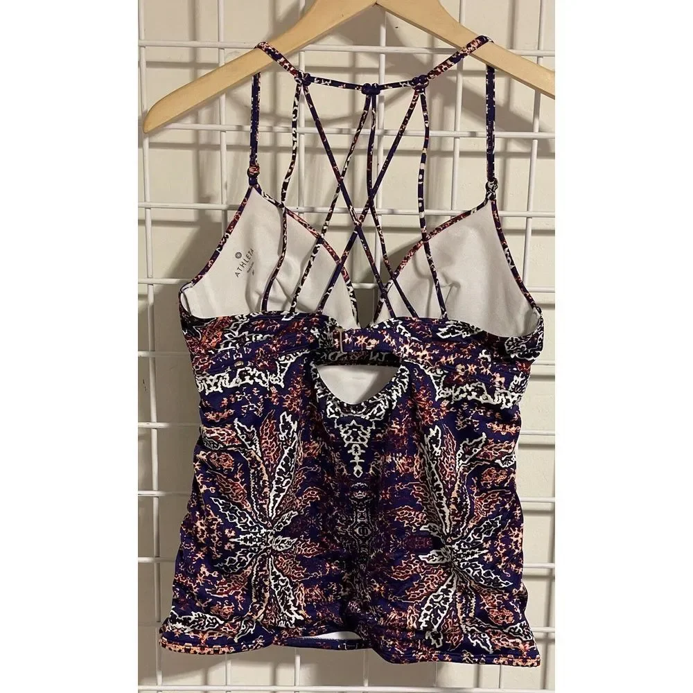 EUC ATHLETA Aqualuxe Print‎ Molded Tankini Top Paradise Print SZ MEDIUM #213100